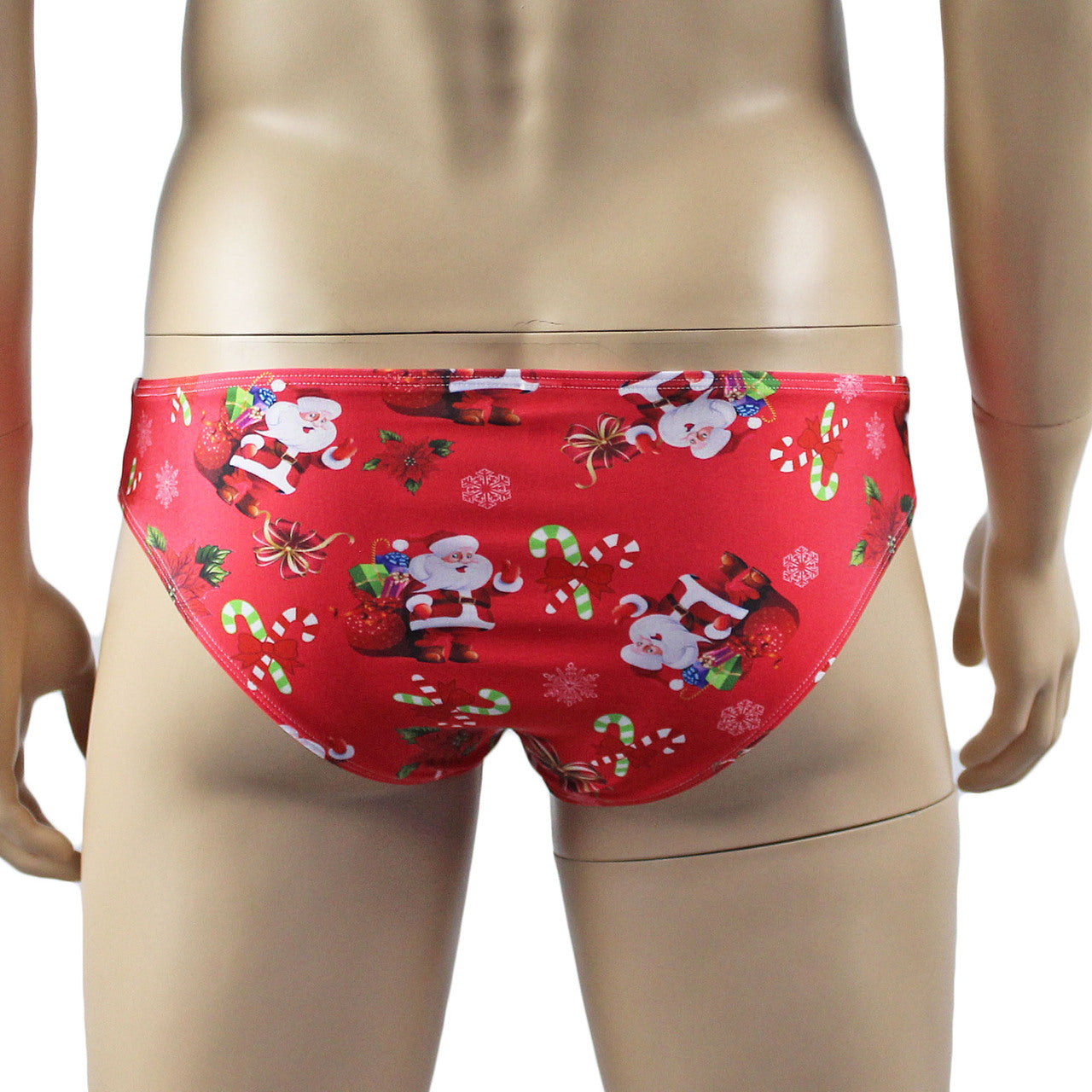 Mens Christmas Santa Bikini Brief with Lace Trim