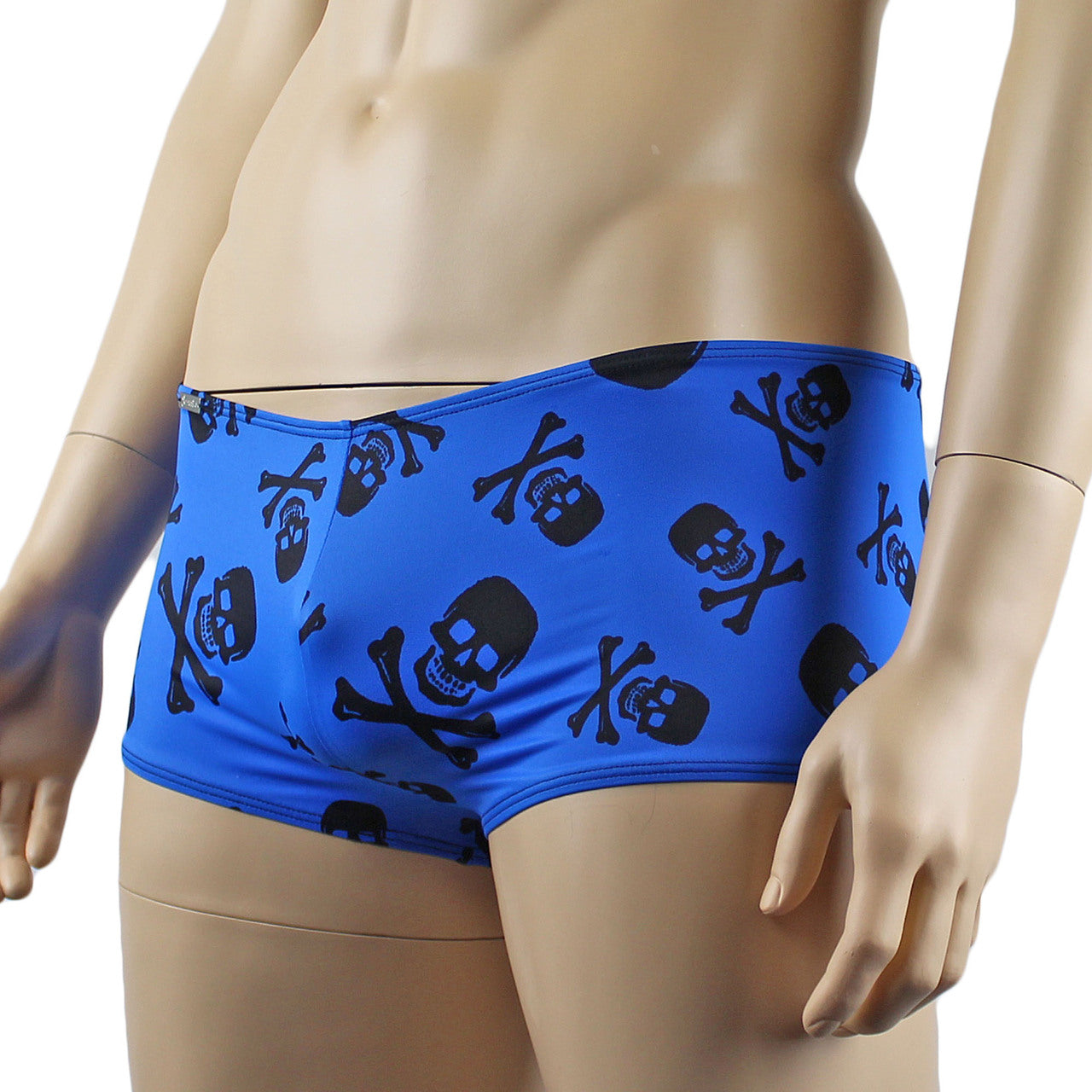 Mens Halloween Skull Boxer Briefs Hot Pants Mini Shorts Blue