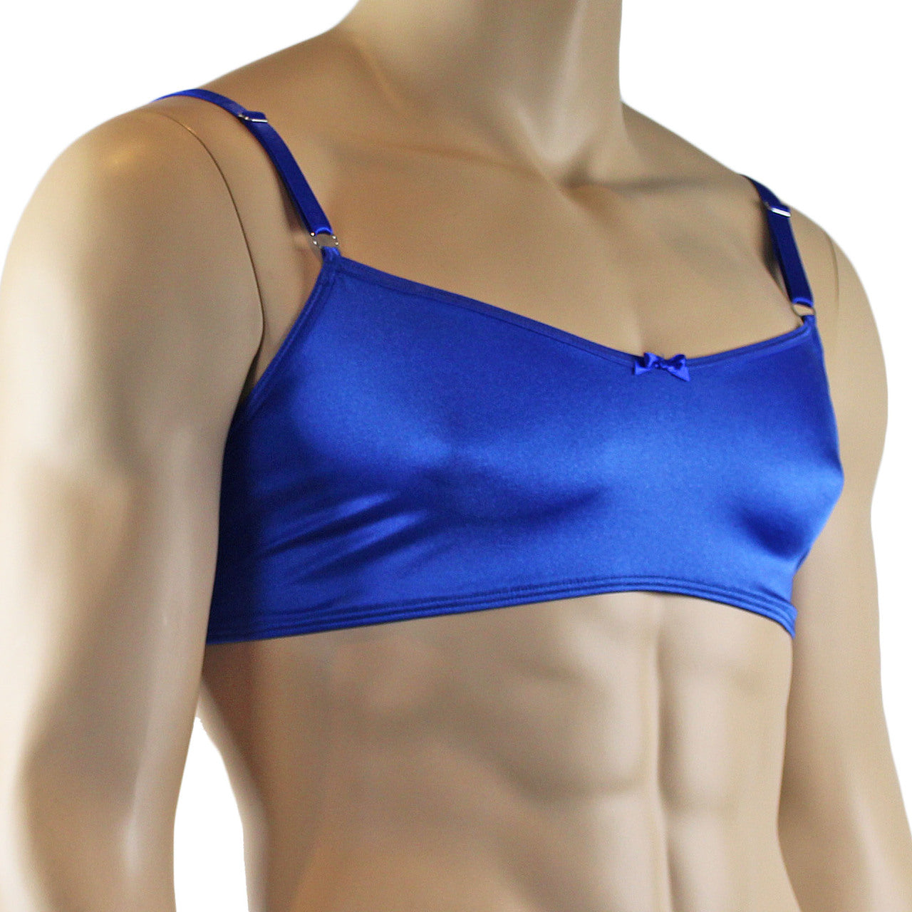 Mens Stretch Silky Satin Bra Top (blue plus other colours)
