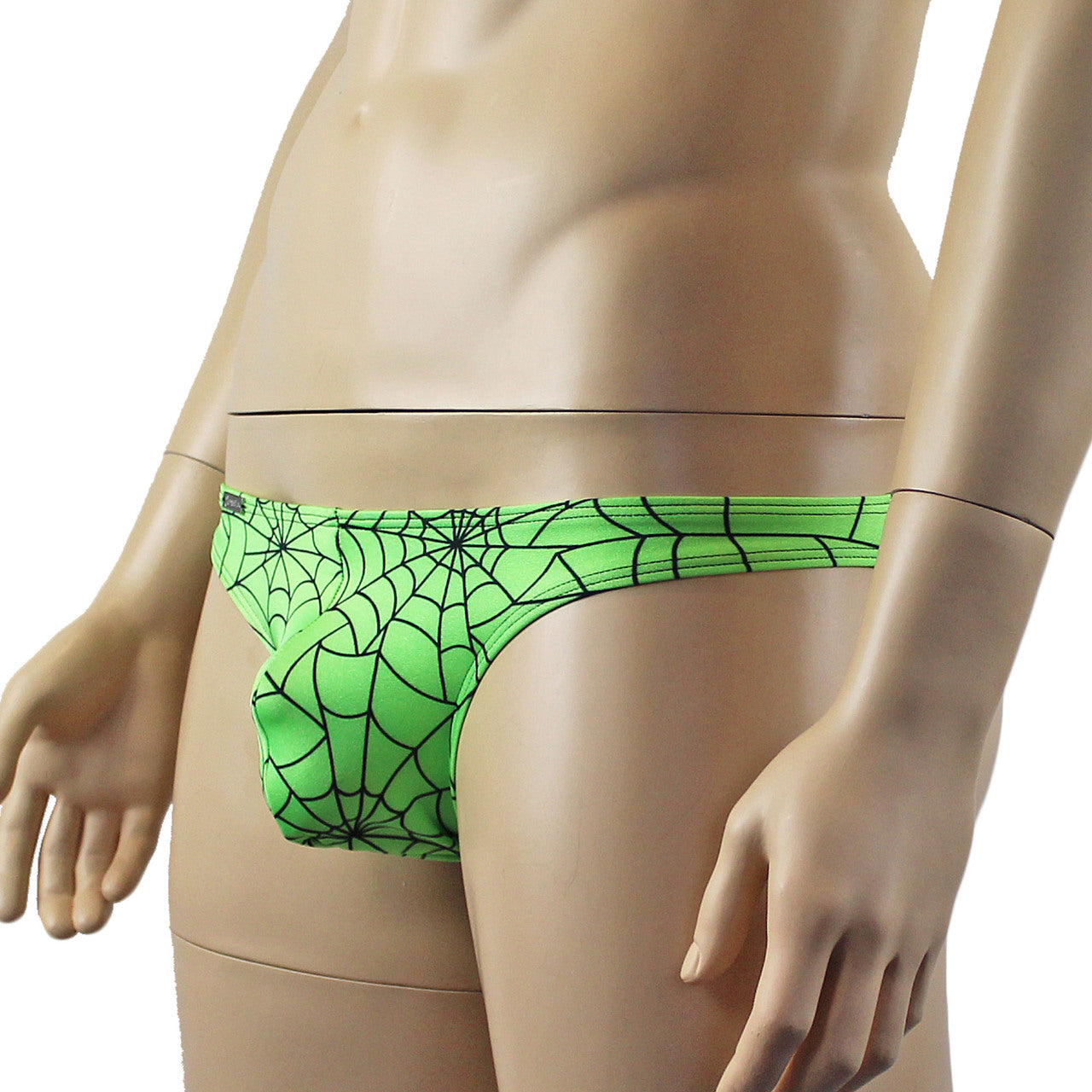 Mens Halloween Spooky Spider Web Mini Bikini Briefs (lime & pink colours)