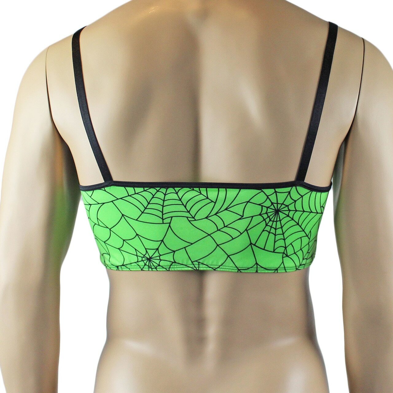 Mens Halloween Spooky Spider Web Camisole Bra Top & Thong (lime & pink colours)