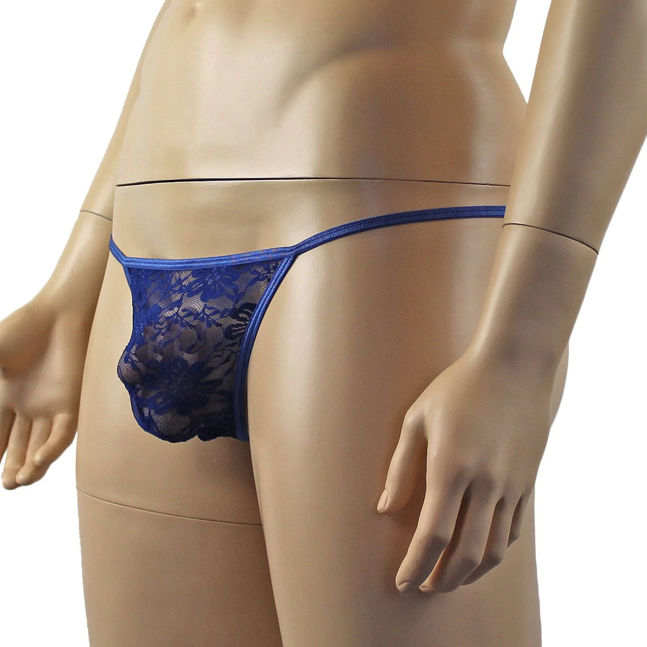 Mens Floral Lace Sheer G string (navy plus other colours)