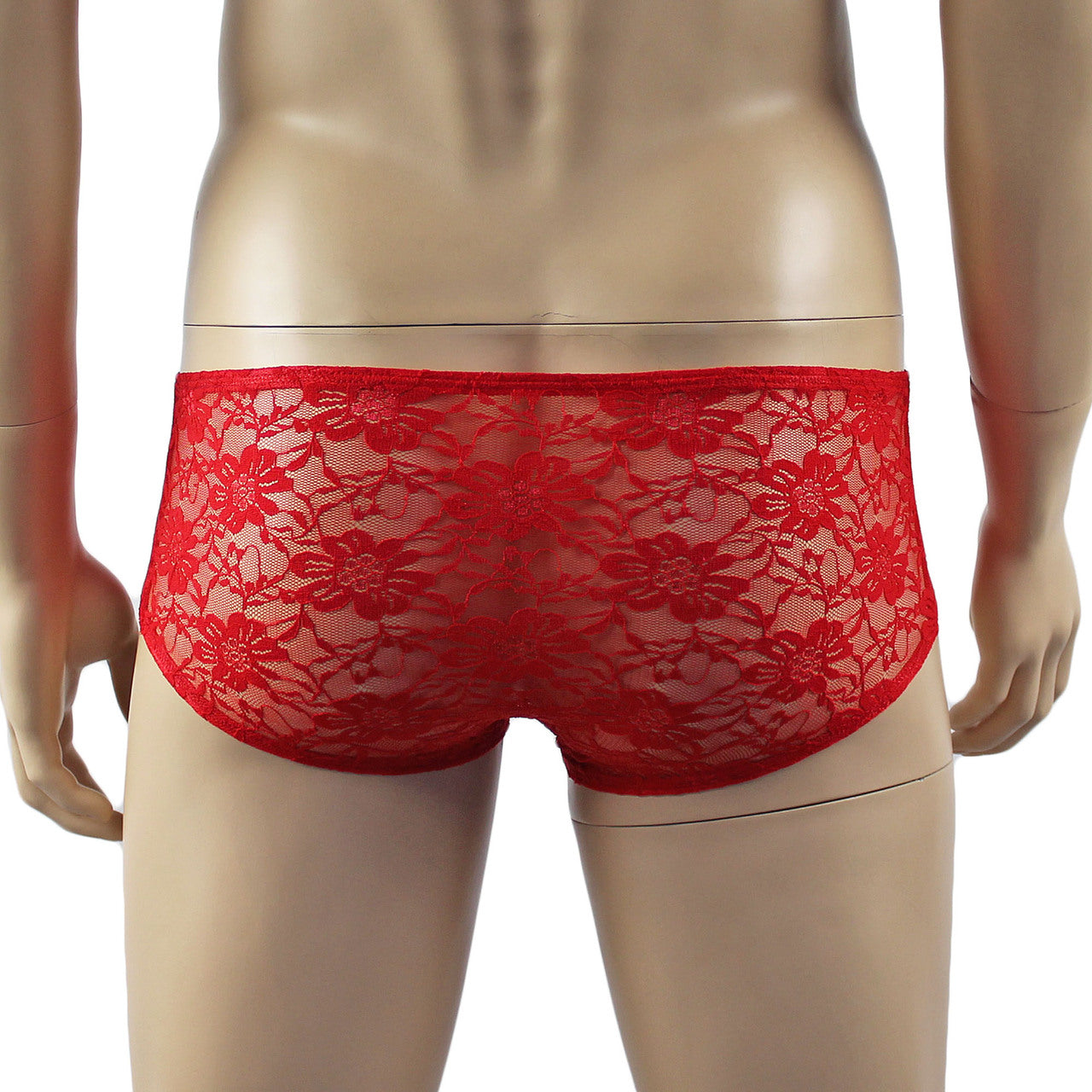 Mens Lace Crop Bra Top Camisole and Male Lingerie Panty Briefs (red plus other colours)