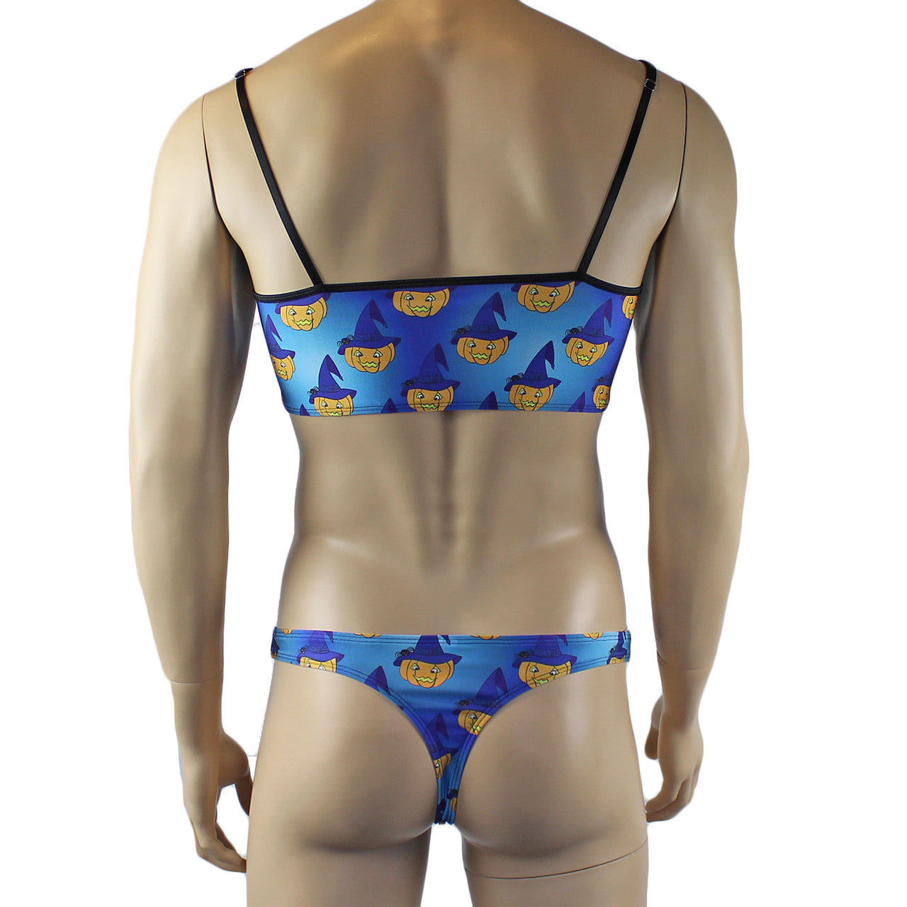 Mens Halloween Witches Pumpkin Face Camisole Top and Thong