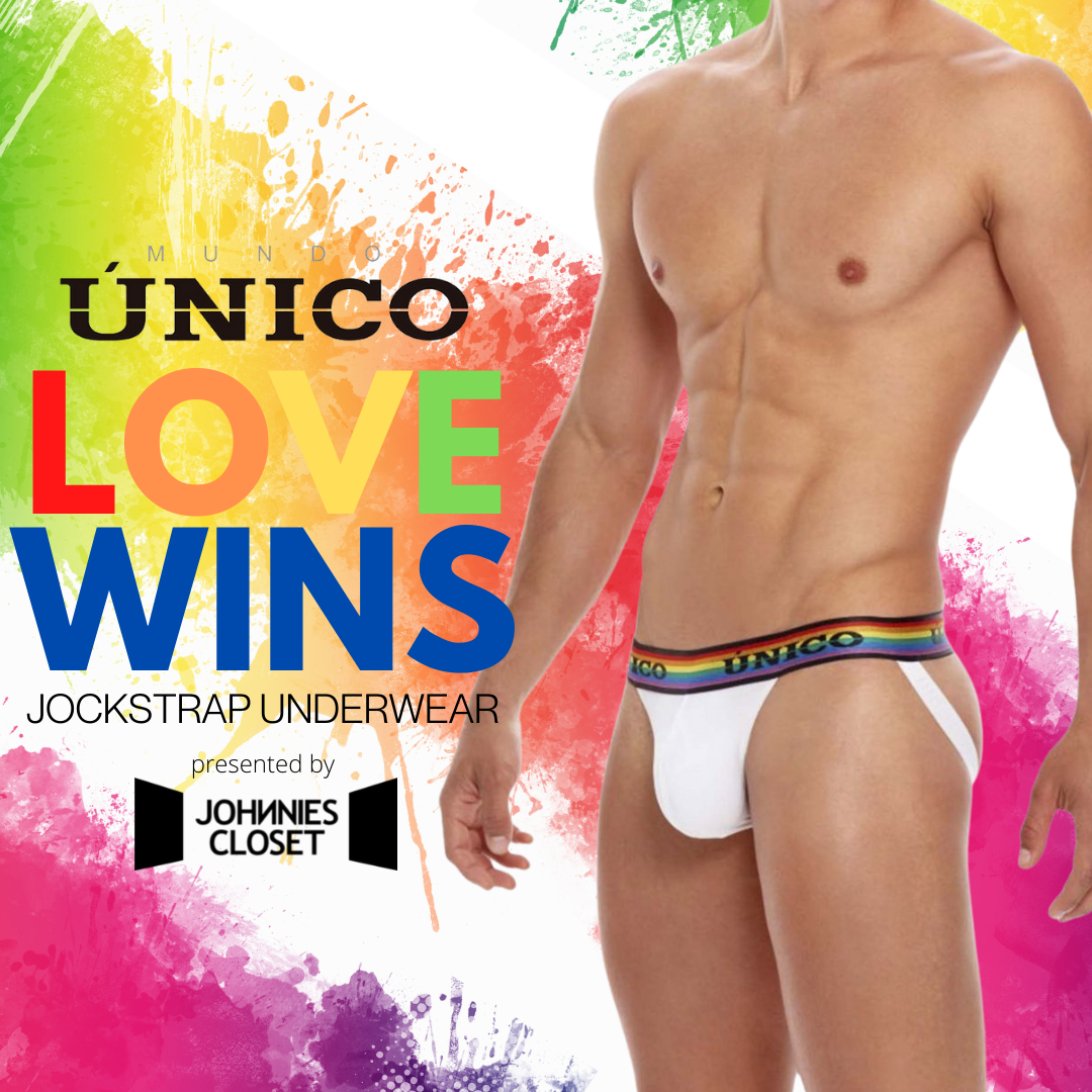 Love Truly Wins in this Classic Unico Jockstrap Themed for Pride!
