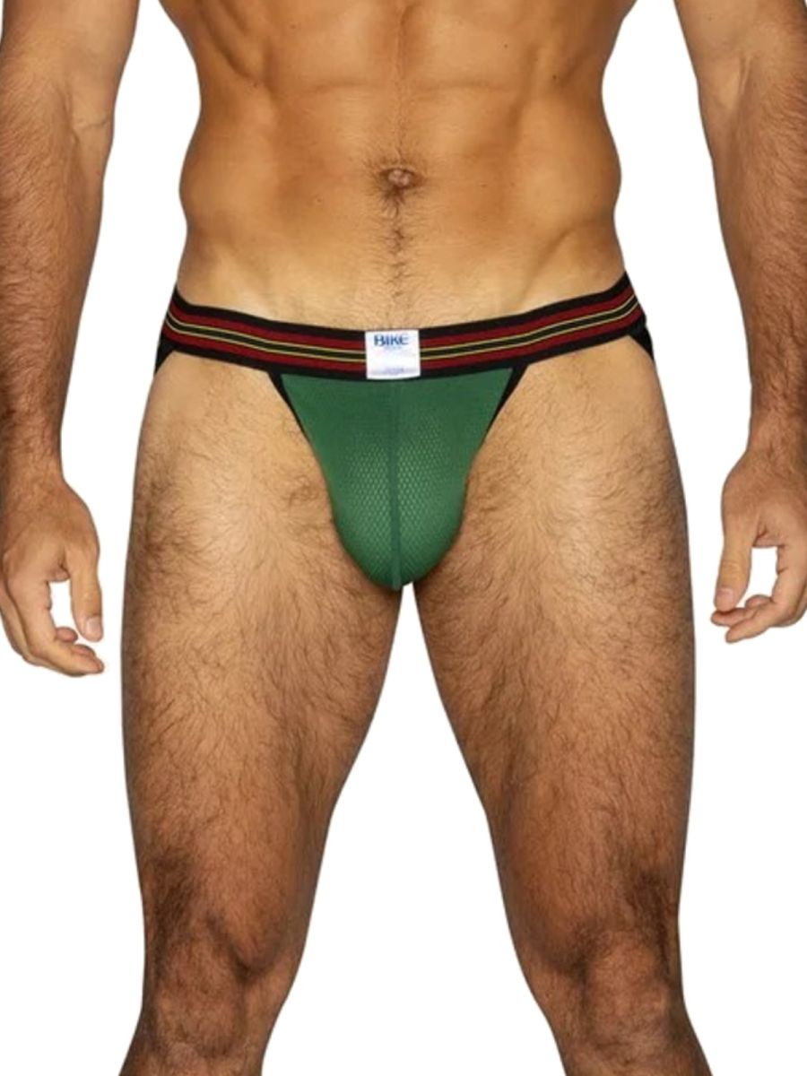 BIKE Athletic BAS305 Mens Mesh Athletic Performance Jockstrap Green Plus Sizes