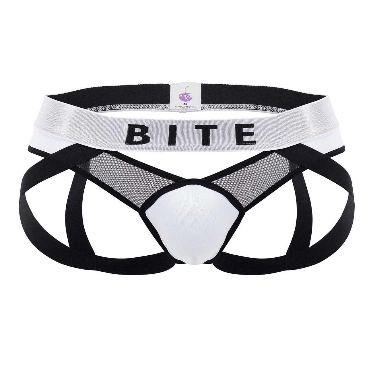 BiteWear BW2023108 Tuxedo Banana Jockstrap White Black