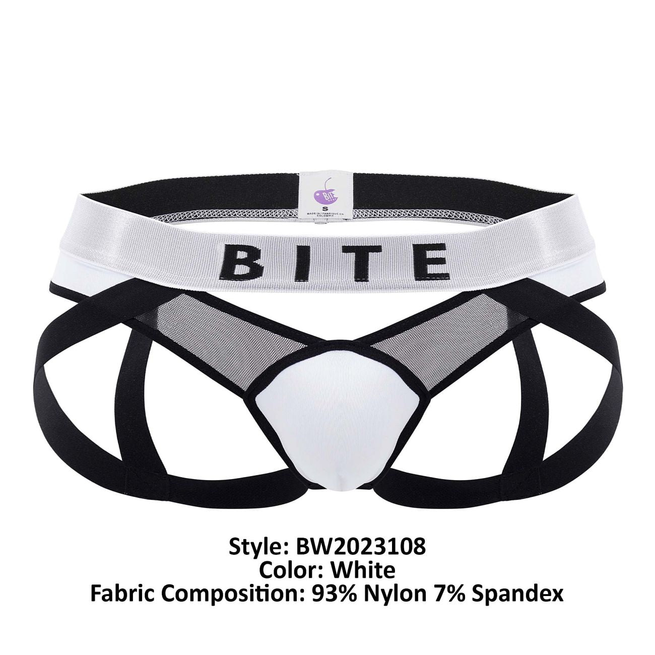 BiteWear BW2023108 Tuxedo Banana Jockstrap White Black