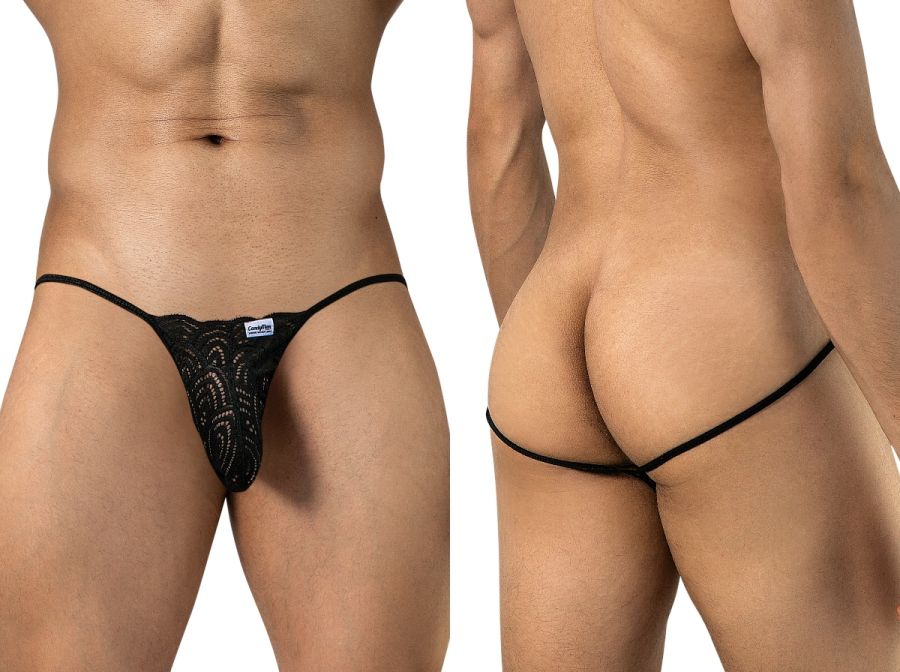 CandyMan 95000 Mens Seductive Lace Thongs Black