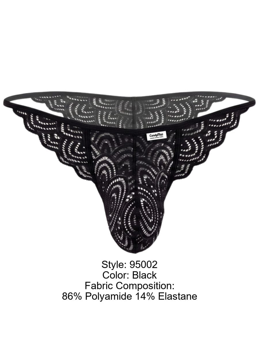 CandyMan 95002 Mens Sexy Seductive Lace Briefs Black