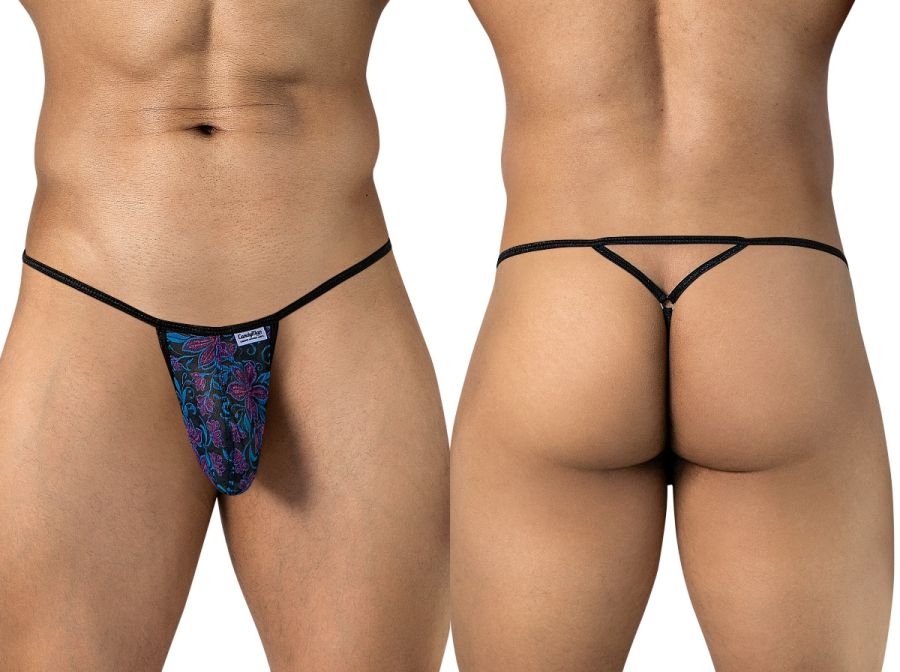 CandyMan 95004 Mens Floral Printed Mesh Thongs Blue