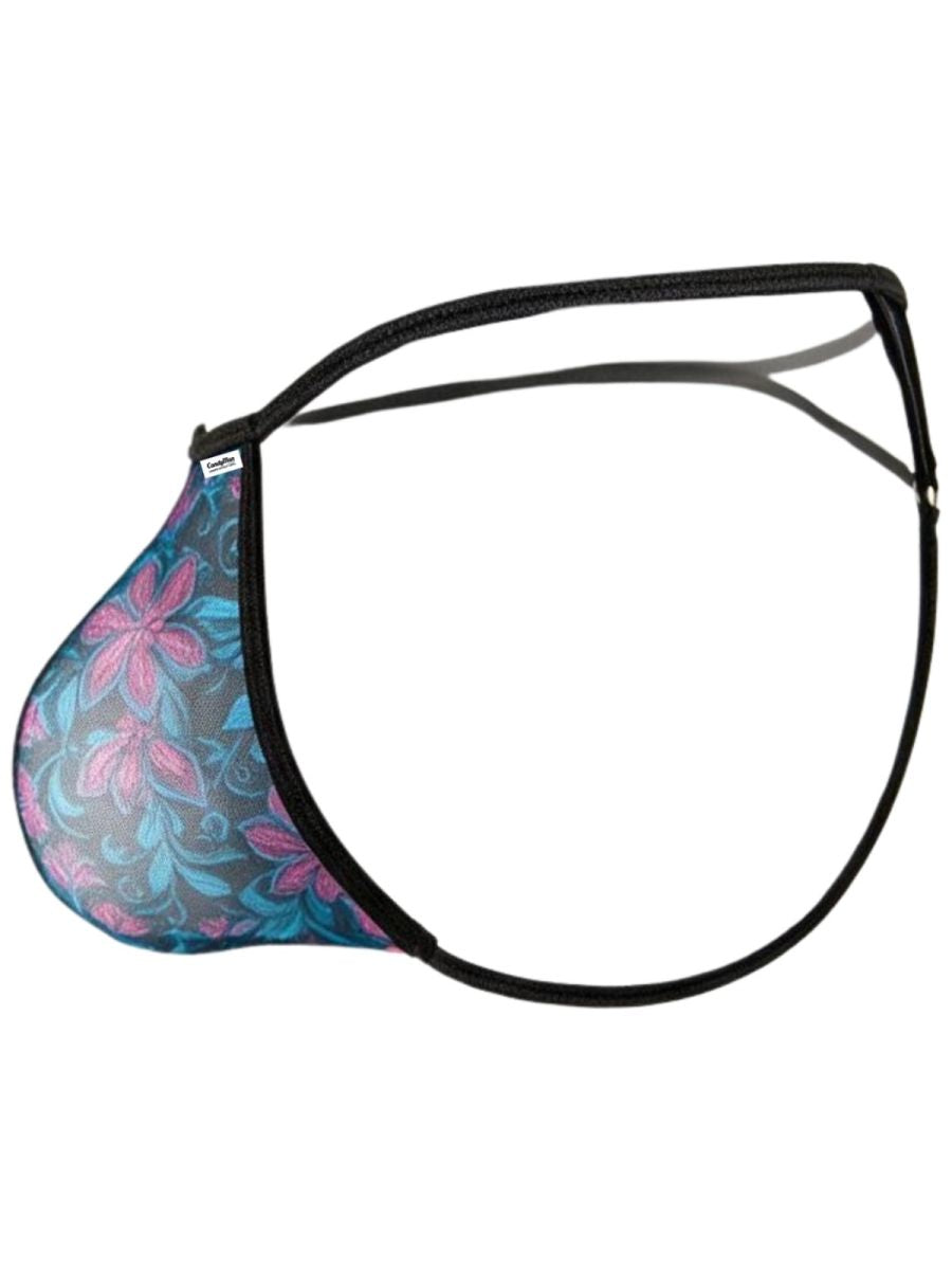 CandyMan 95004 Mens Floral Printed Mesh Thongs Blue
