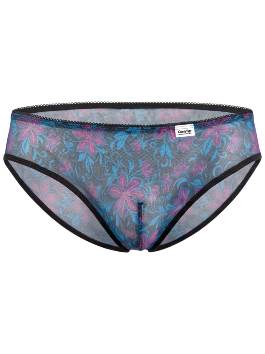 CandyMan 95005 Mens Printed Floral Mesh Briefs Blue