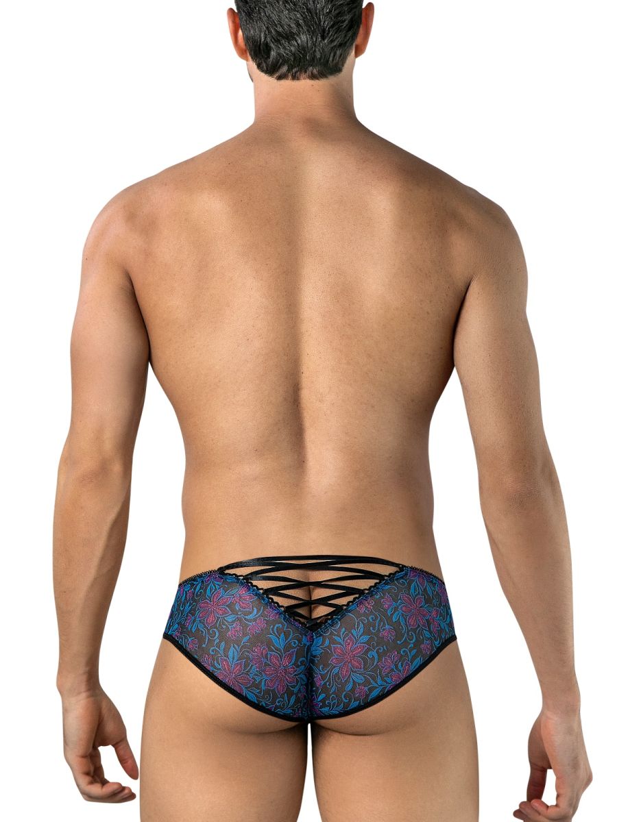 CandyMan 95005 Mens Printed Floral Mesh Briefs Blue