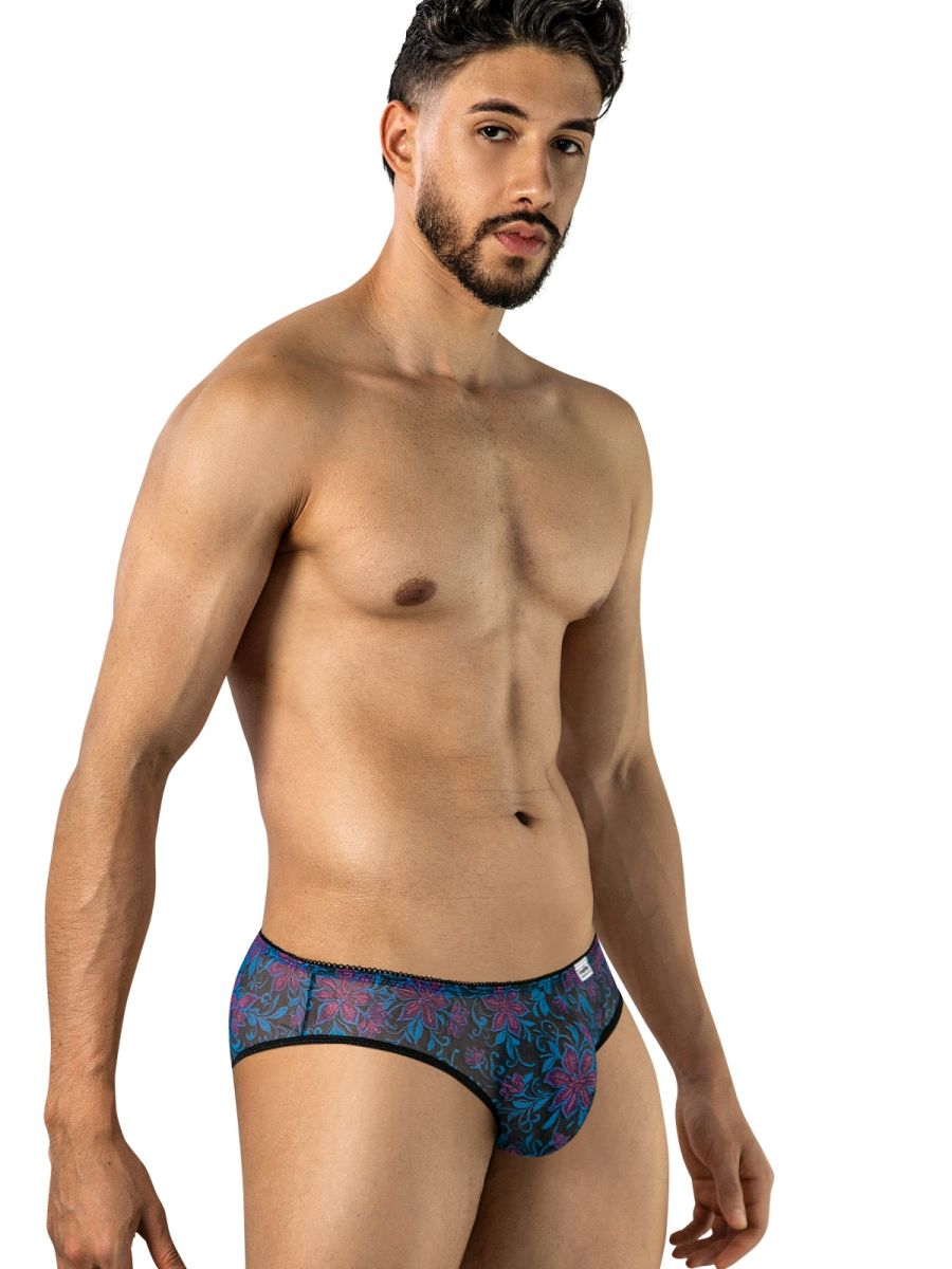CandyMan 95005 Mens Printed Floral Mesh Briefs Blue