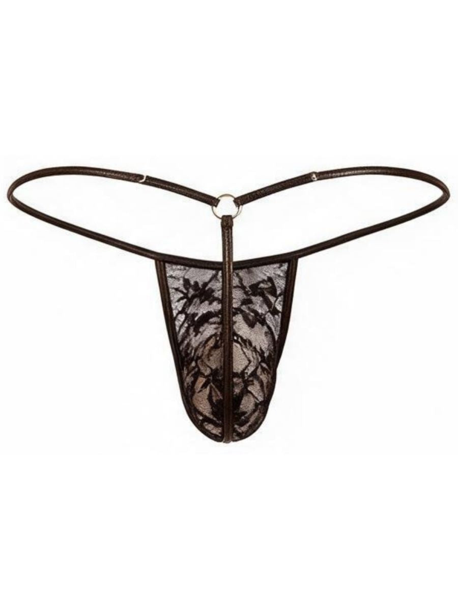 CandyMan 95007 Mens Intimate Sheer Lace Mini Thongs Black