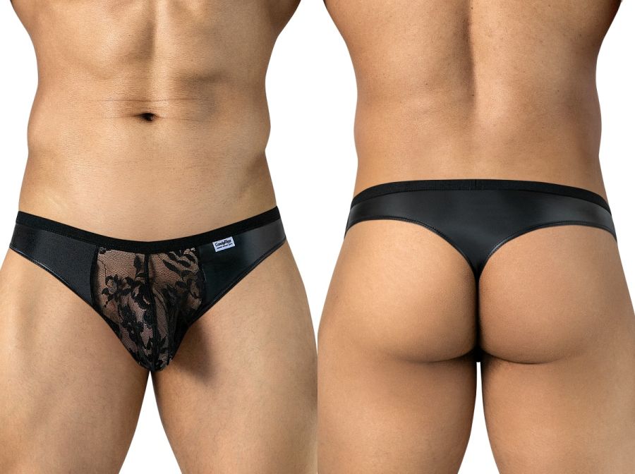 CandyMan 95009 Mens Intimate Sheer Lace Thongs Black