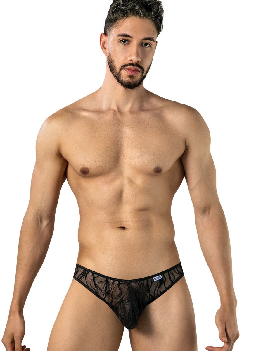 CandyMan 95011 Mens Semi-sheer Alluring Style Lace Thongs Black
