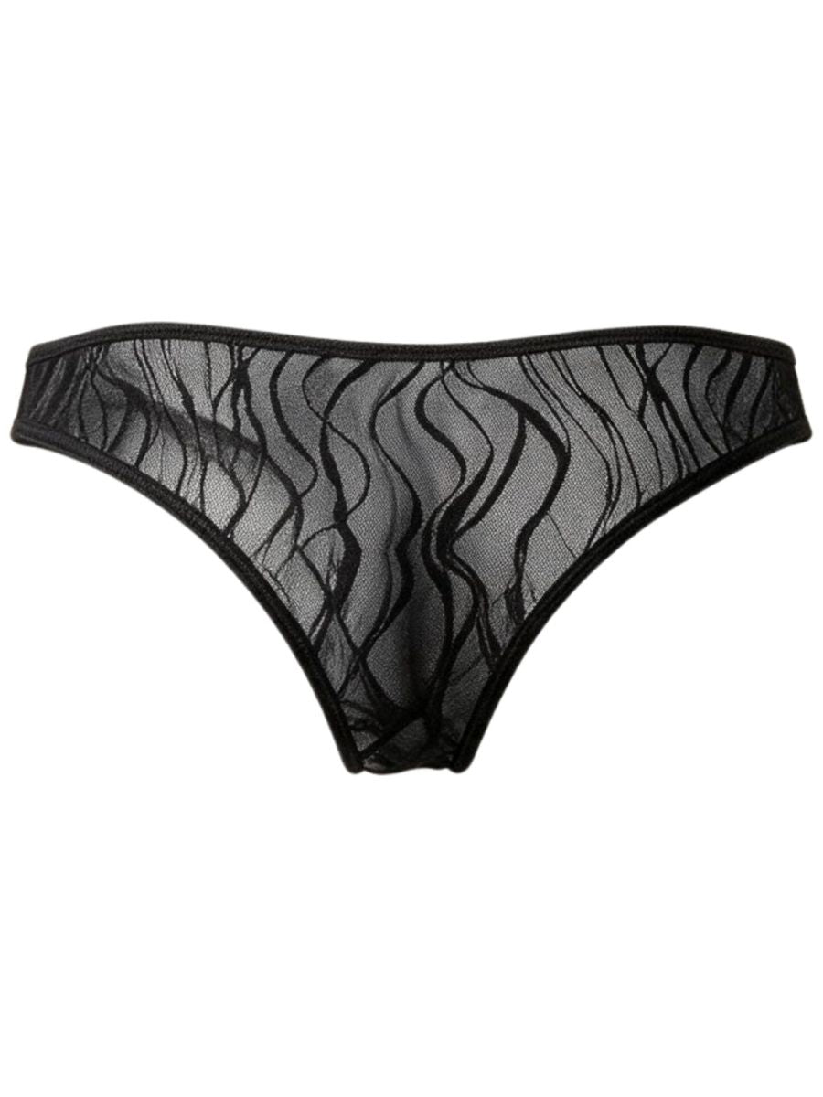 CandyMan 95011 Mens Semi-sheer Alluring Style Lace Thongs Black