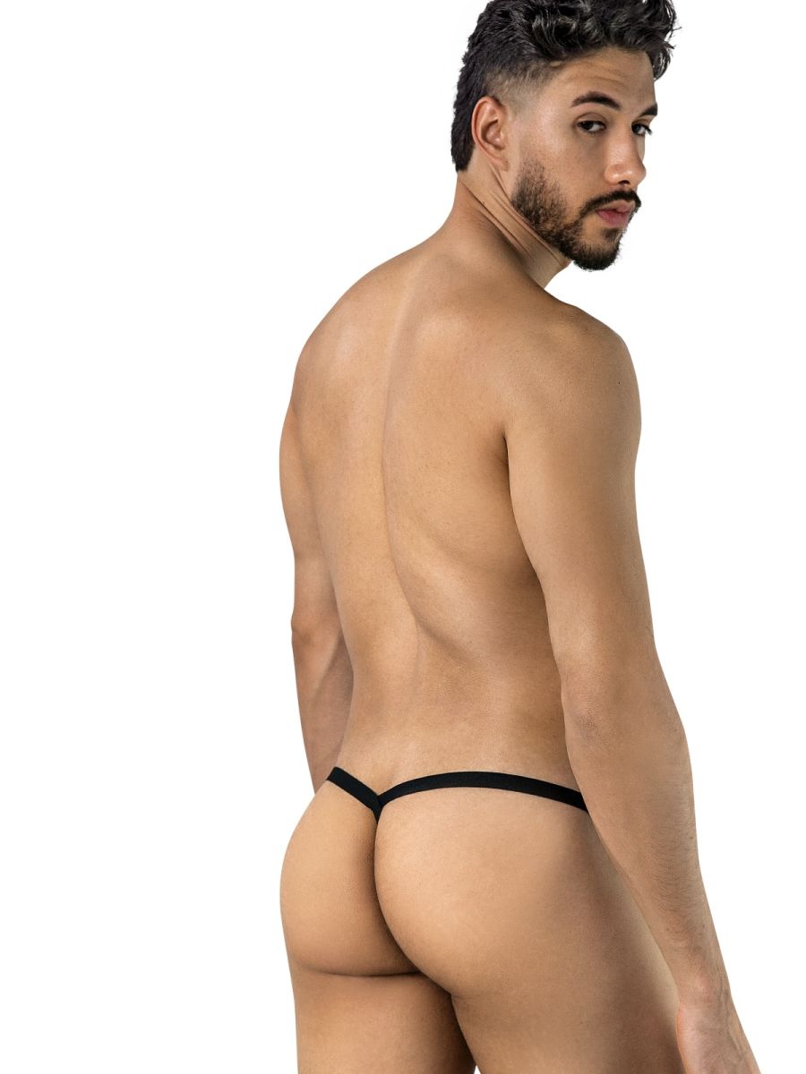 CandyMan 95012 Mens Semi-sheer Minimalist Silhouette Lace Thongs Black
