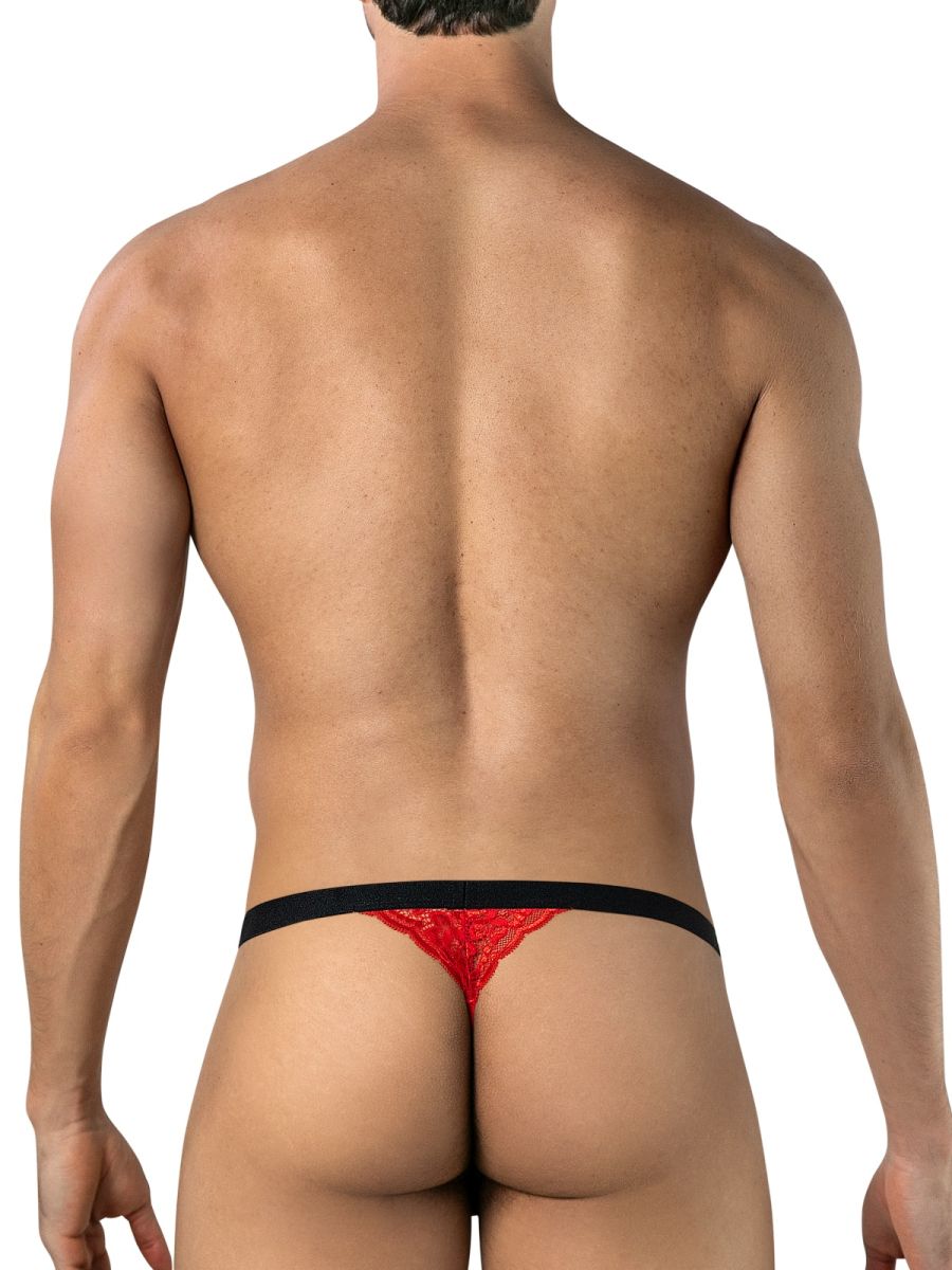 CandyMan 95013 Mens Floral Stretch Lace Thongs Red-Black