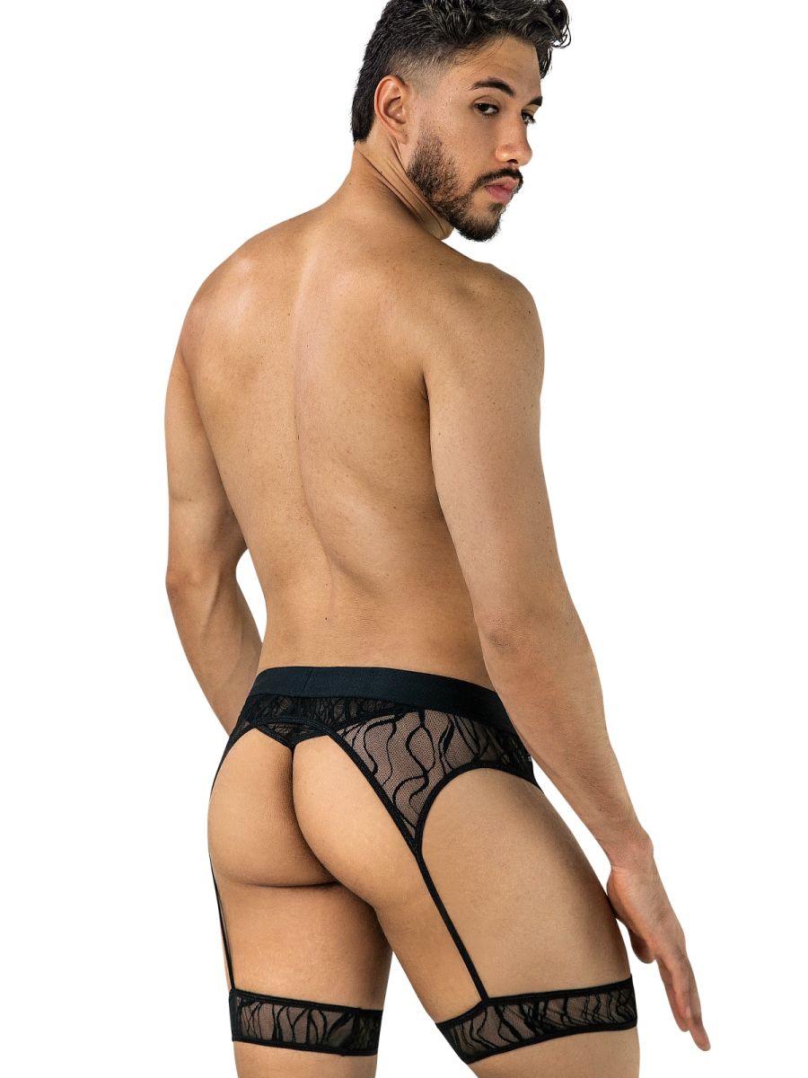 CandyMan 95014 Mens Intimate Collection Seductive Garter Thongs Black