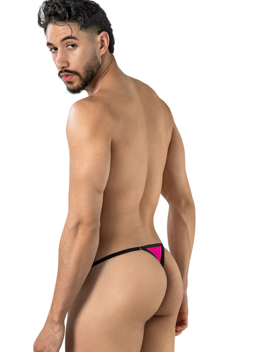 CandyMan 95016 Mens Stretch See-though Dot Mesh Thongs Hot Pink