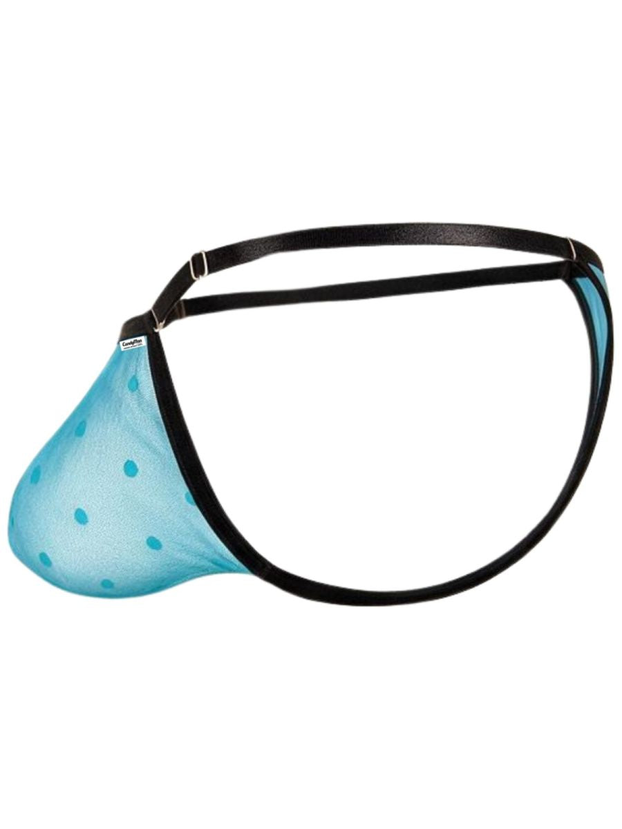 CandyMan 95016 Mens Stretch See-though Dot Mesh Thongs Turquoise