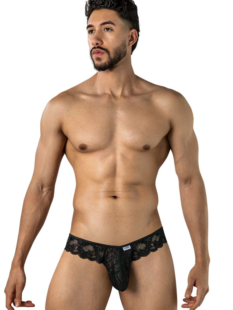 CandyMan 95019 Mens Sexy Floral Lace Thongs Black