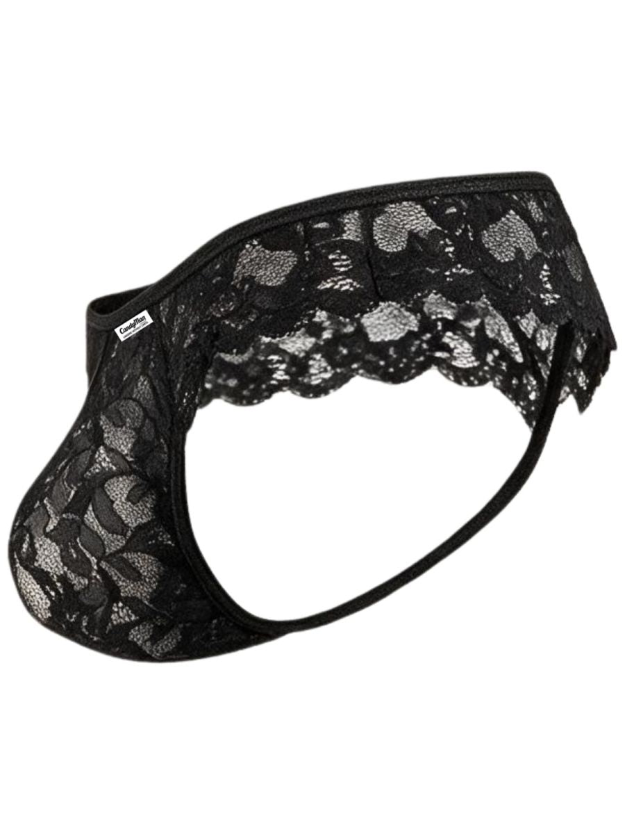 CandyMan 95019 Mens Sexy Floral Lace Thongs Black