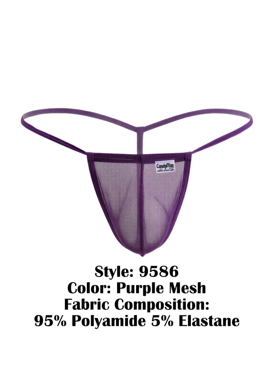 CandyMan 9586 Mens Sexy G-string Thong Purple Mesh