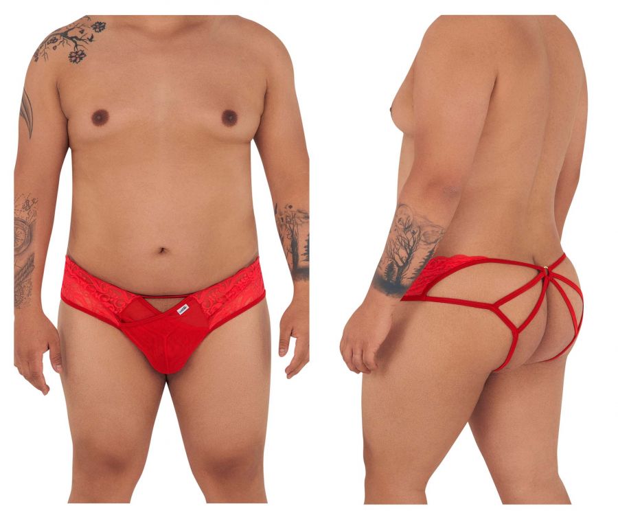 JCSTK - CandyMan 99232X Sexy Lace Jockstrap Red Plus Sizes