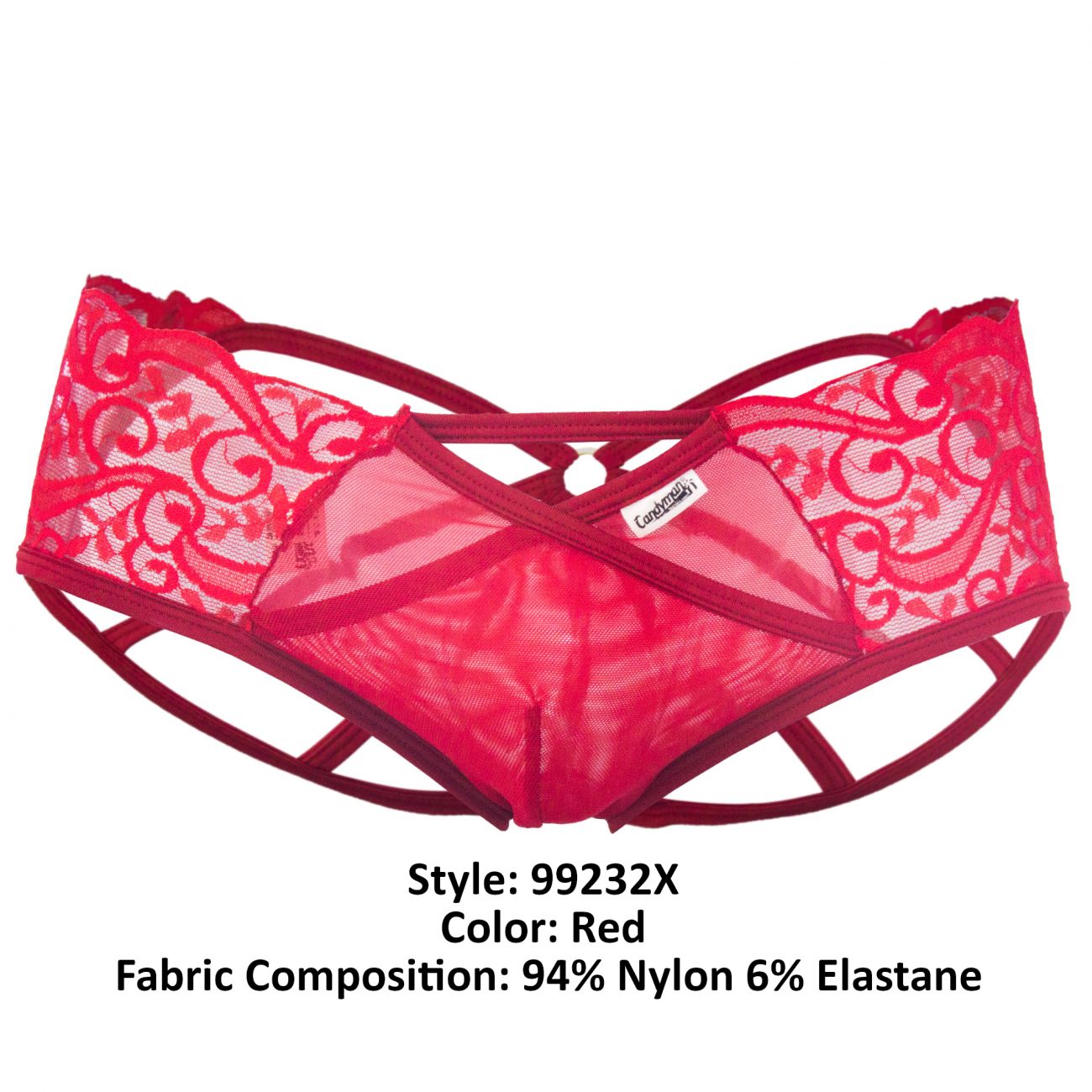 JCSTK - CandyMan 99232X Sexy Lace Jockstrap Red Plus Sizes
