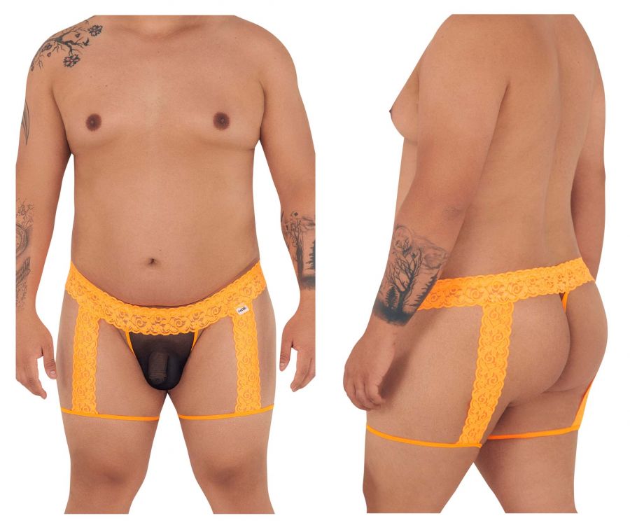 JCSTK - CandyMan 99369X Lace Thongs Hot Orange Plus Sizes