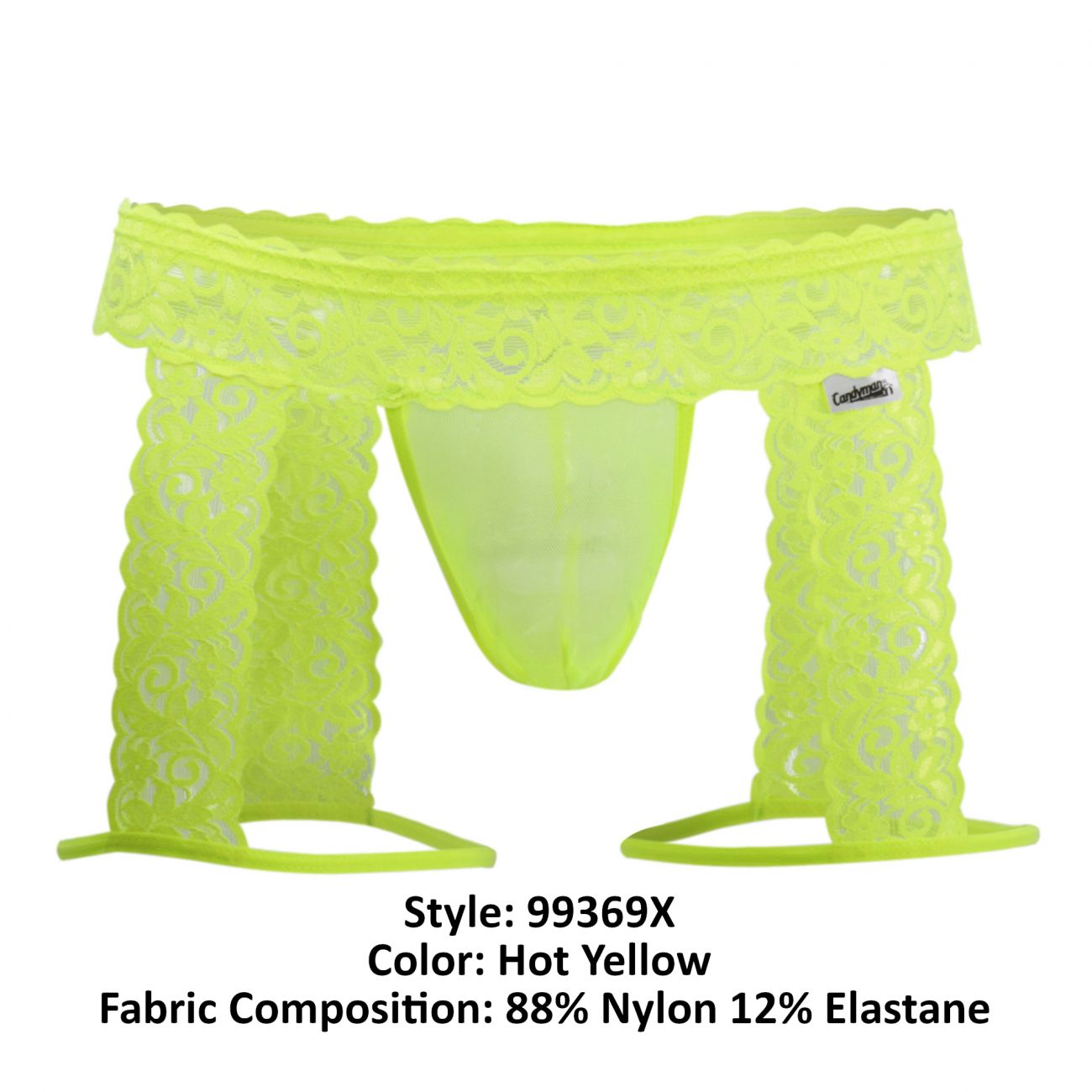 JCSTK - CandyMan 99369X Lace Thongs Hot Yellow Plus Sizes