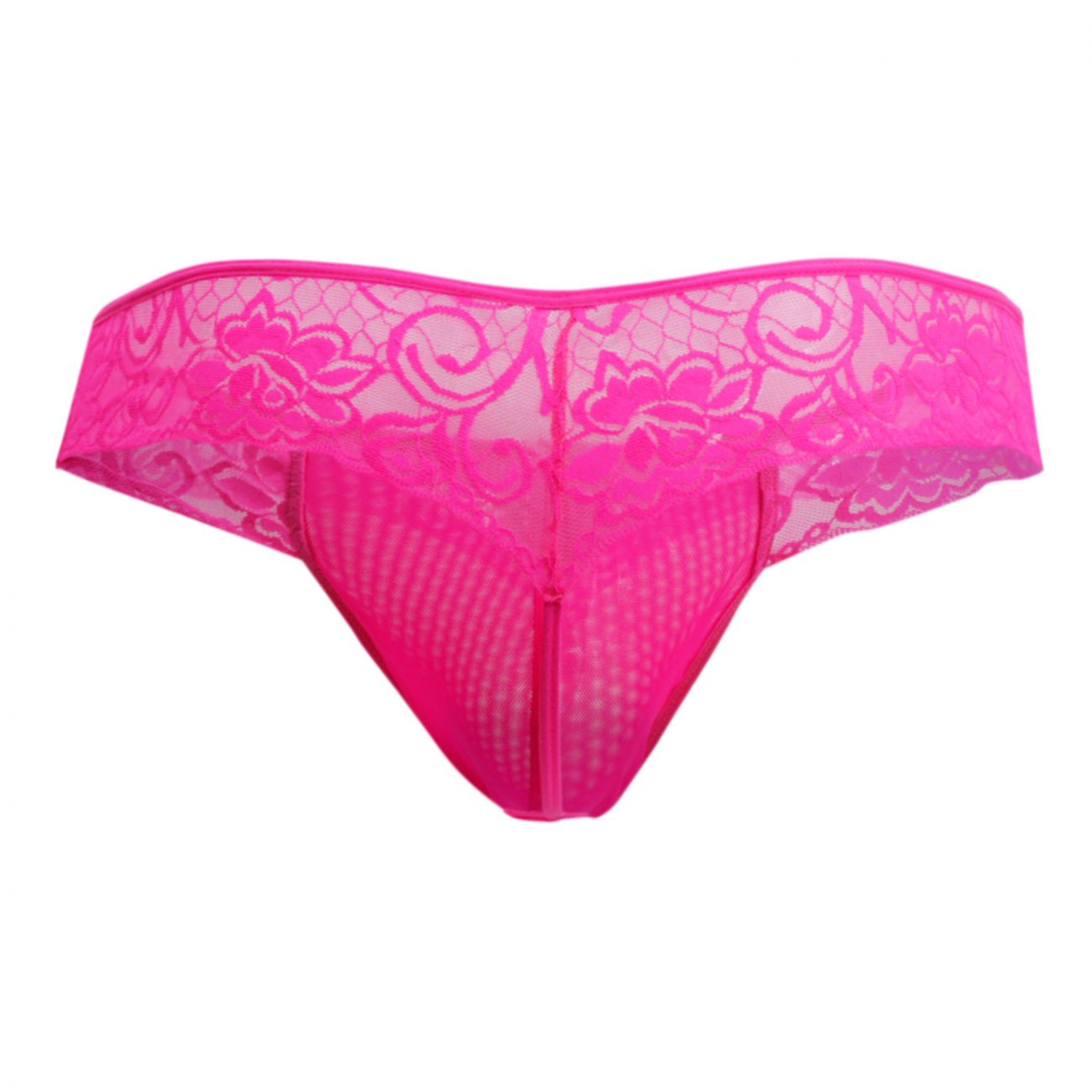 JCSTK - CandyMan 99392X Lace Thongs Hot Pink Plus Sizes