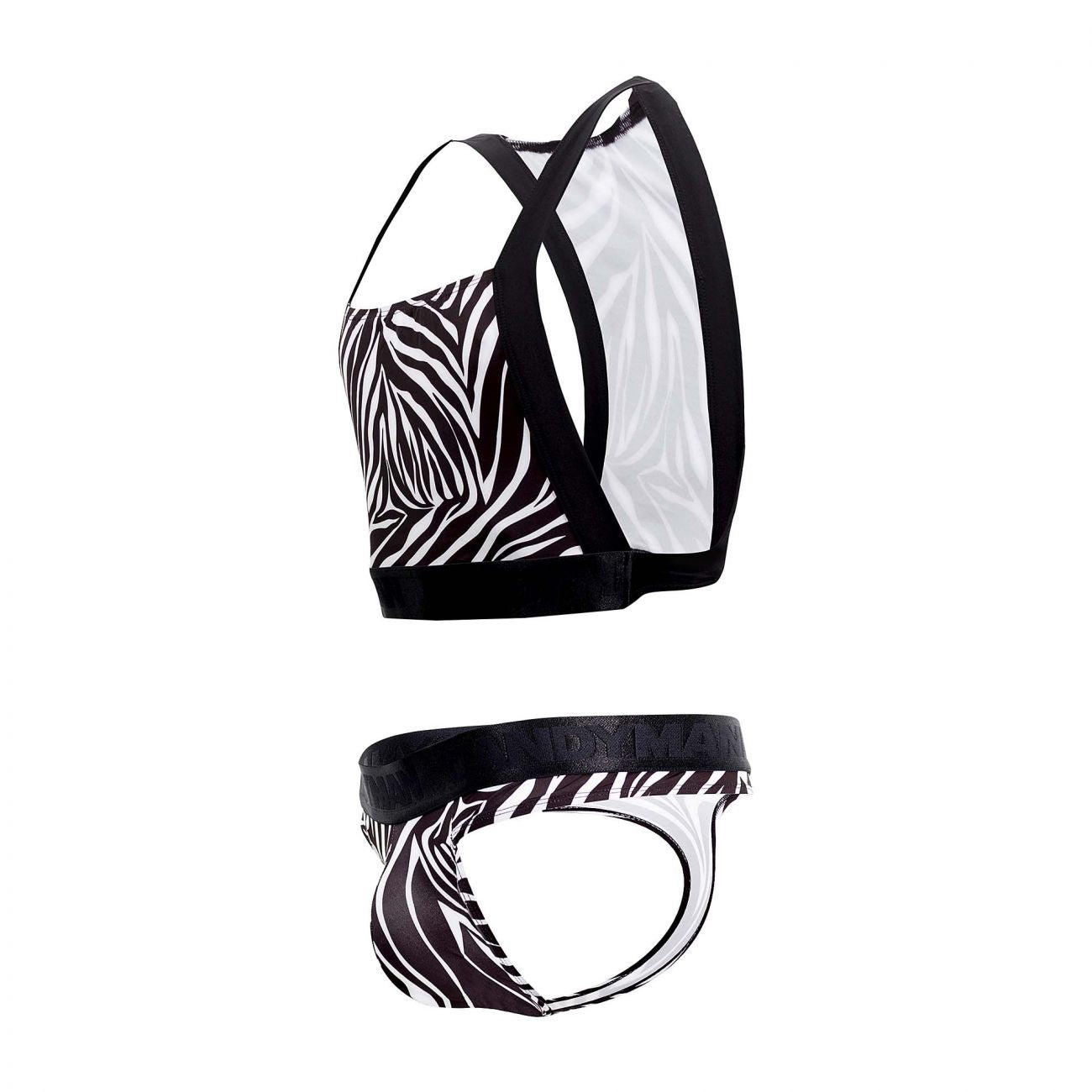 JCSTK - CandyMan 99524 Printed Top and Thong Set Black Zebra