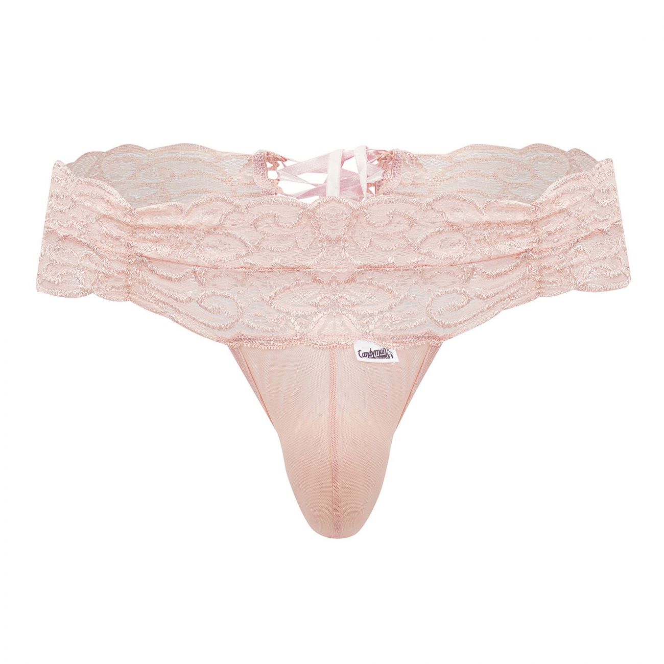 JCSTK - CandyMan 99595X Floral Lace Thongs Rose Plus Sizes