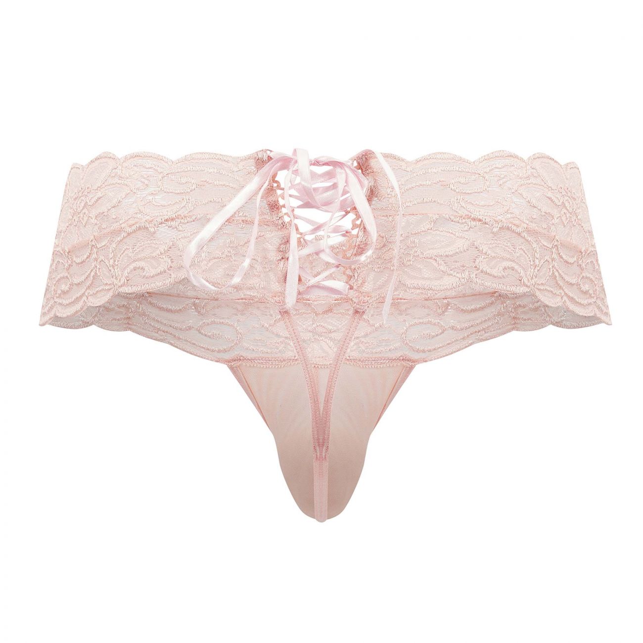 JCSTK - CandyMan 99595X Floral Lace Thongs Rose Plus Sizes