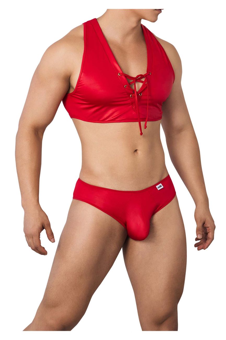 JCSTK - CandyMan 99628 Playful Top and Brief Set Red