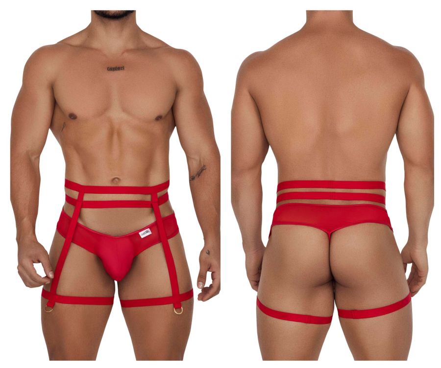 CandyMan 99677 Garter Thongs Two Piece Set Red