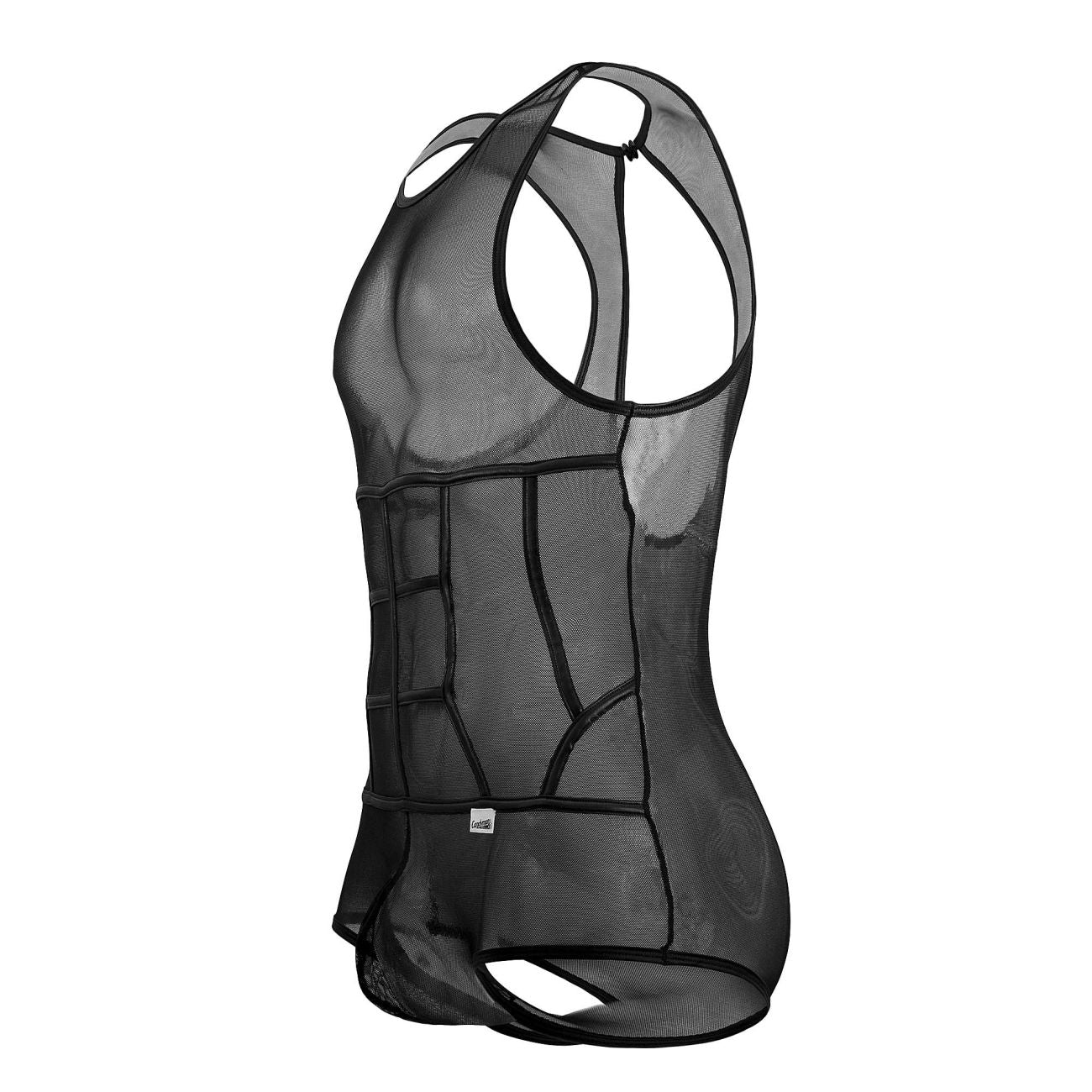 JCSTK - CandyMan 99683X Tulle Bodysuit Black Plus Sizes