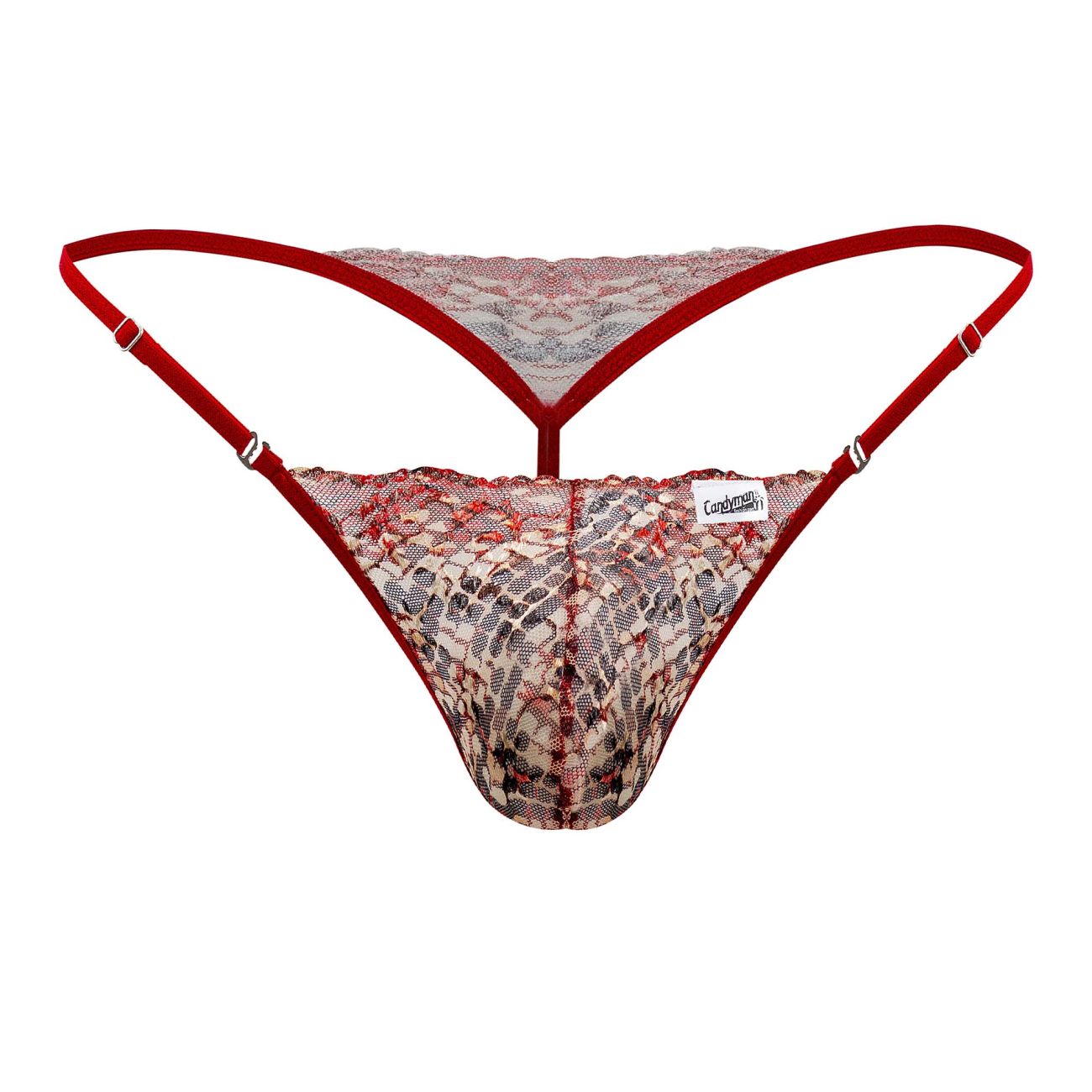 CandyMan 99685 Lace Thongs Red Print