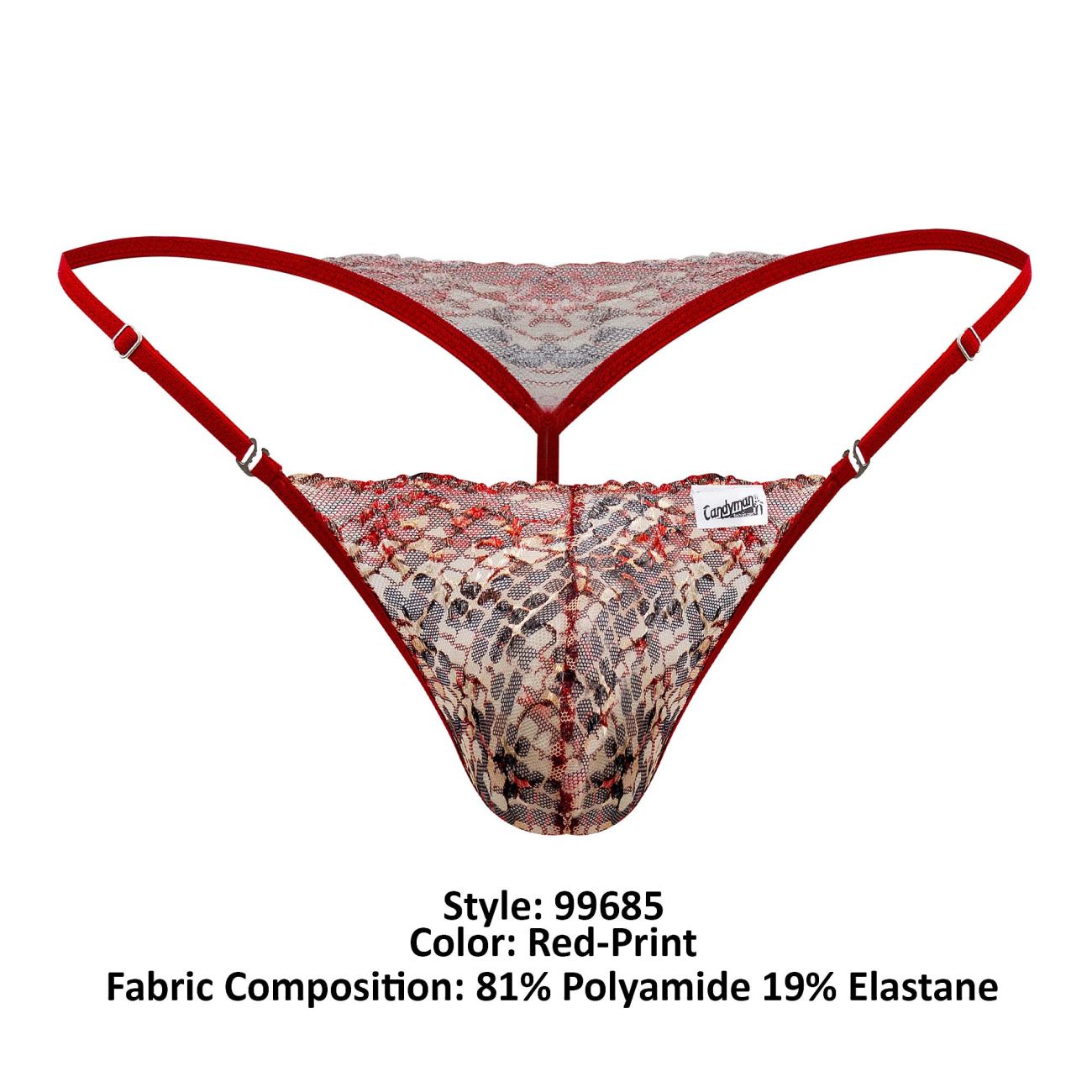 CandyMan 99685 Lace Thongs Red Print