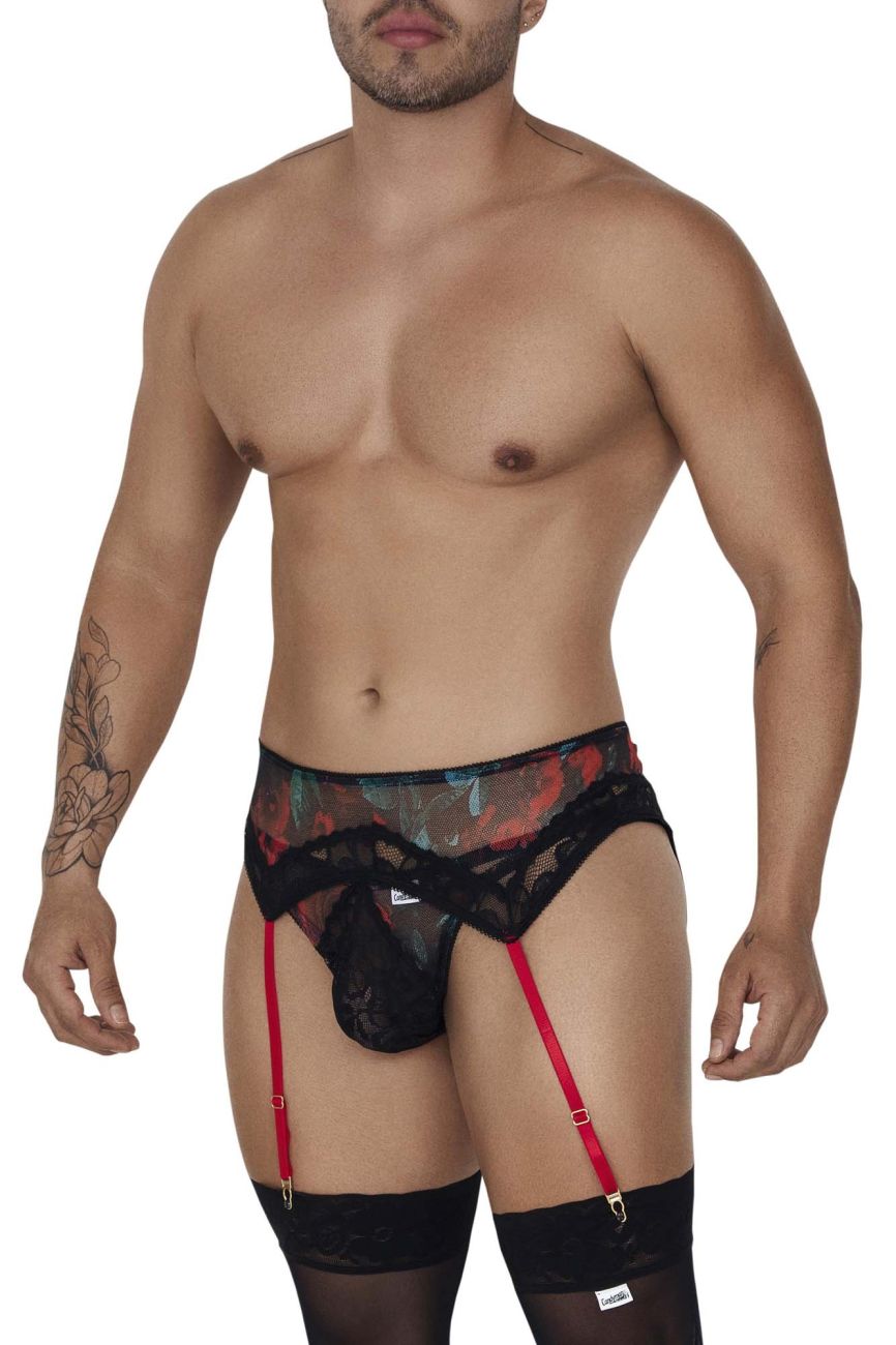 JCSTK - CandyMan 99688 Garter Thongs Two Piece Set Black