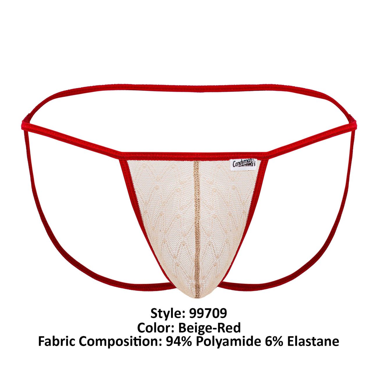 CandyMan 99709 Micro Lace Jockstrap Beige-Red