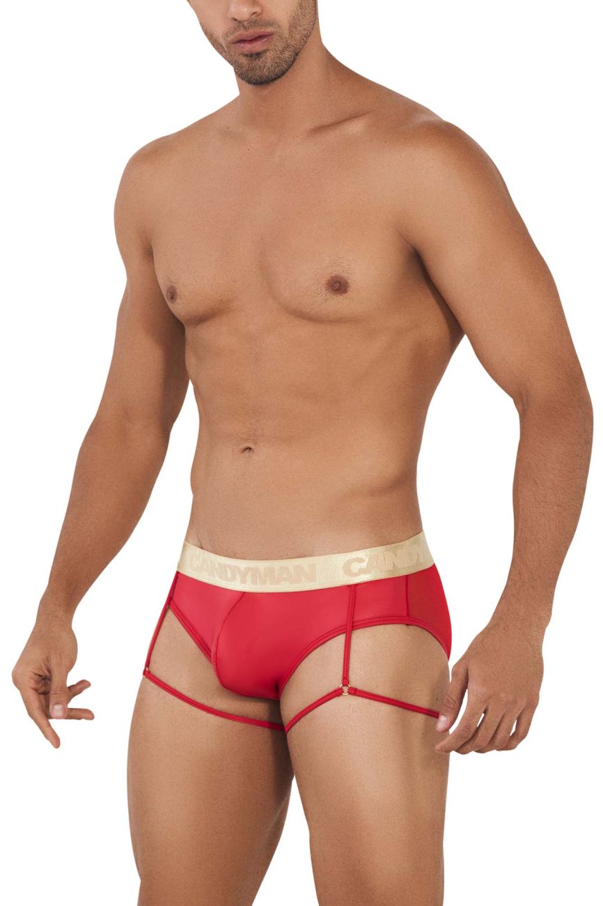 CandyMan 99722 Garter Mesh Briefs Red