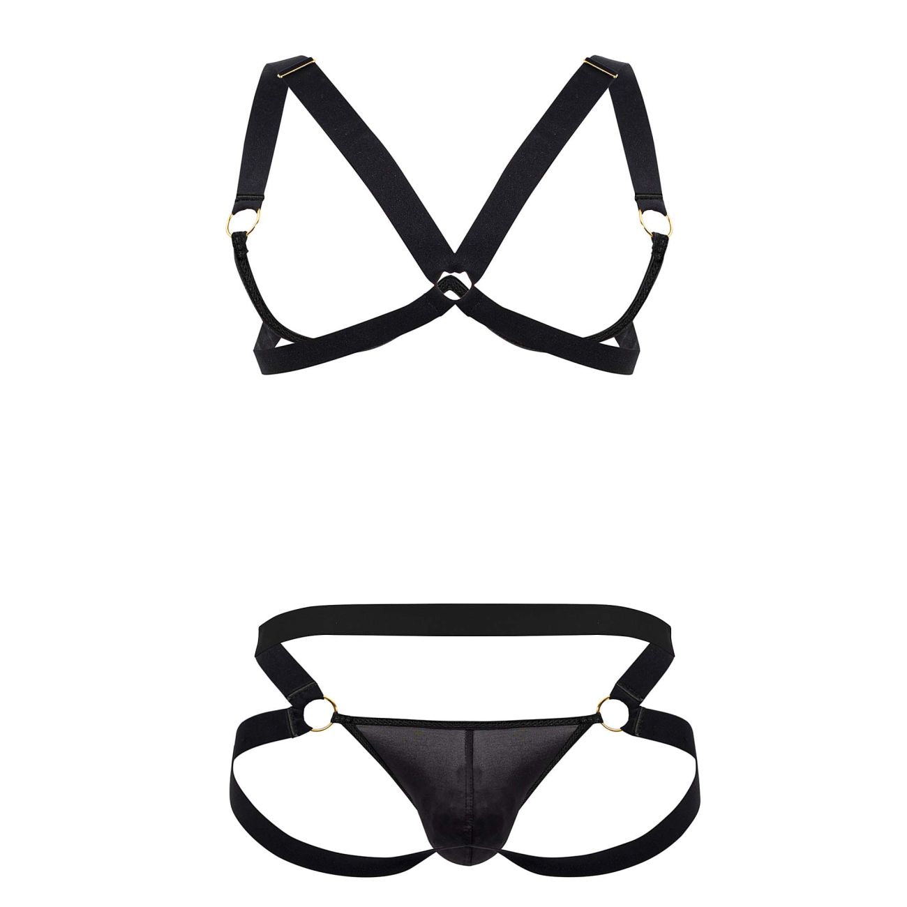JCSTK - CandyMan 99731 Harness-Bra Two Piece Set Black