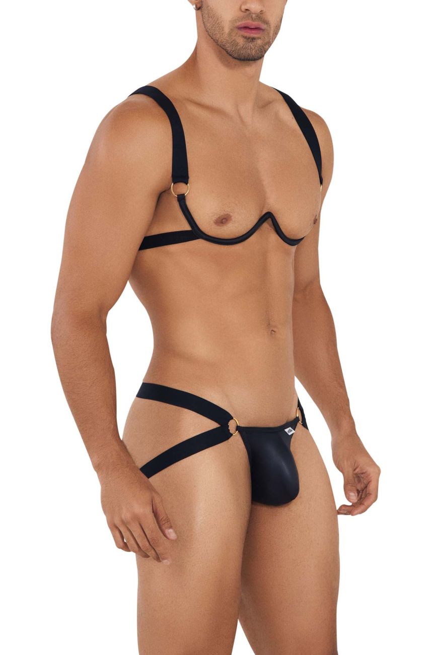 JCSTK - CandyMan 99731 Harness-Bra Two Piece Set Black