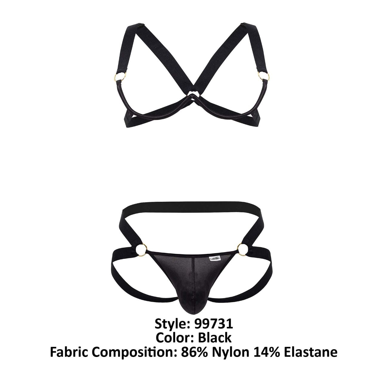 JCSTK - CandyMan 99731 Harness-Bra Two Piece Set Black